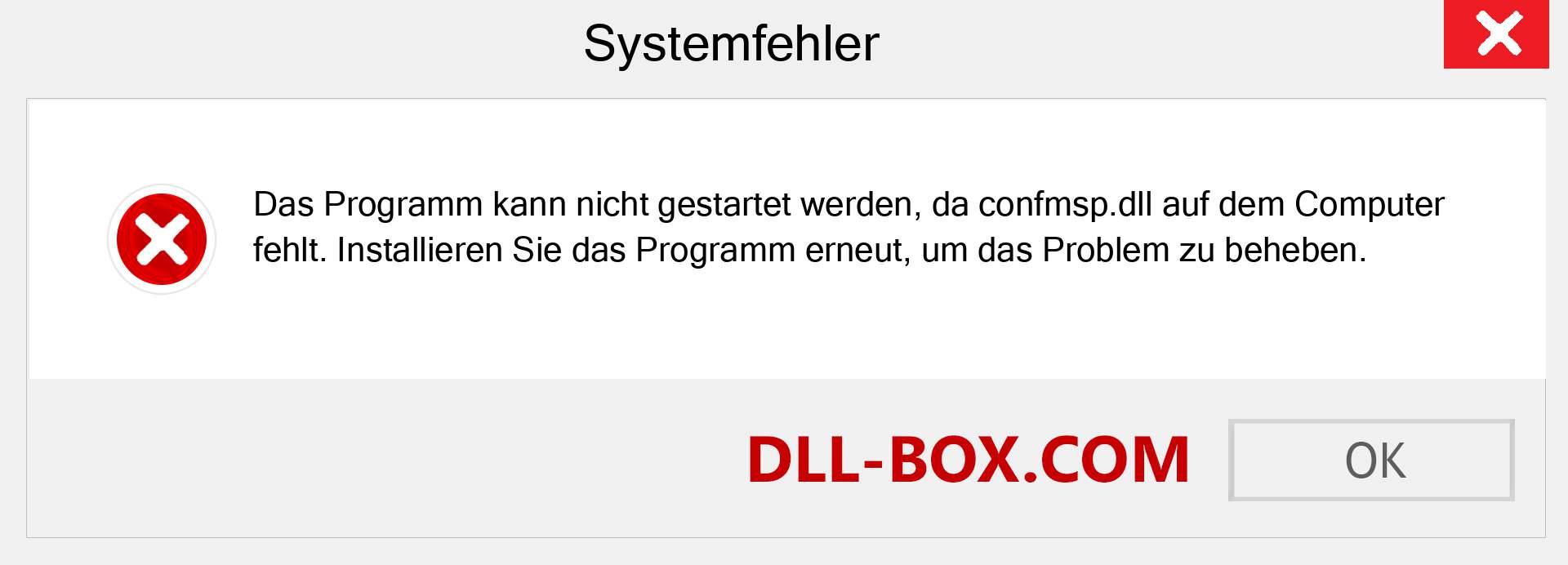 confmsp.dll-Datei fehlt?. Download für Windows 7, 8, 10 - Fix confmsp dll Missing Error unter Windows, Fotos, Bildern