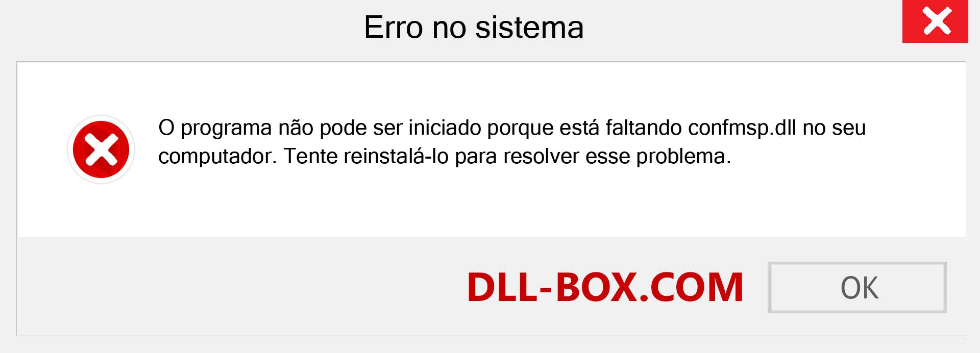 Arquivo confmsp.dll ausente ?. Download para Windows 7, 8, 10 - Correção de erro ausente confmsp dll no Windows, fotos, imagens